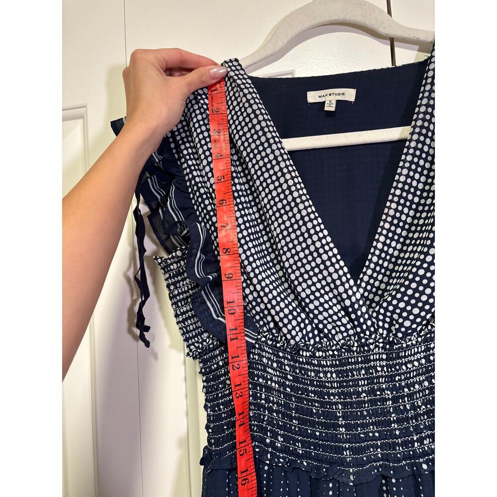 Max Studio Blue White Polka Dot Midi Dress S - Picture 4 of 7